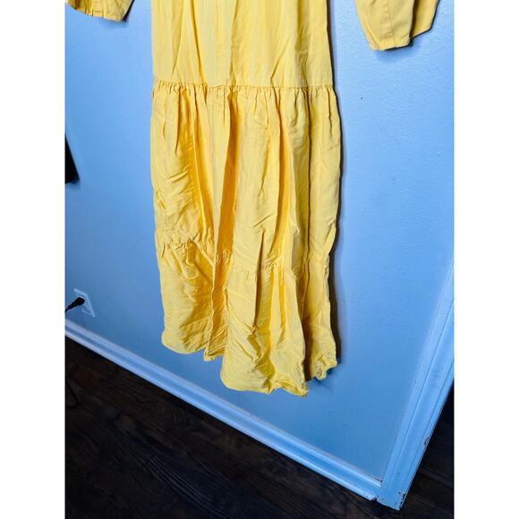 DEREK LAM COLLECTIVE Yellow V-Neck Hourglass Twist Front Tiered Mini Dress 36 - Picture 11 of 16